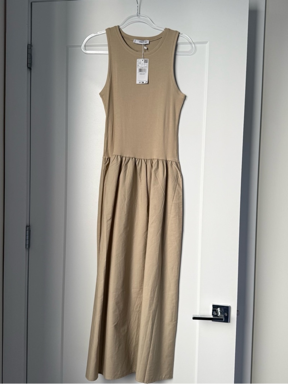 Mango Sleeveless Tan Midi Dress